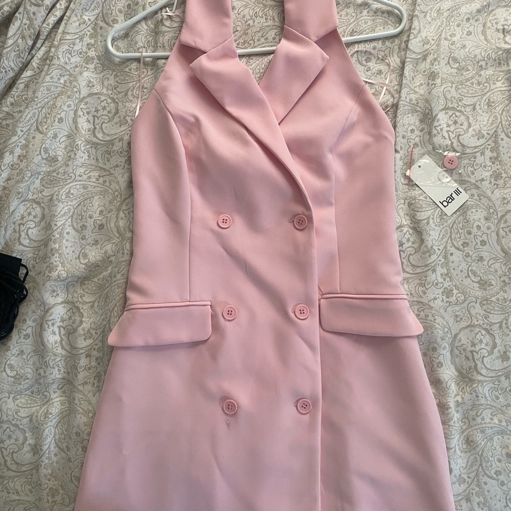 Bar III Pink Sheath Halter Dress